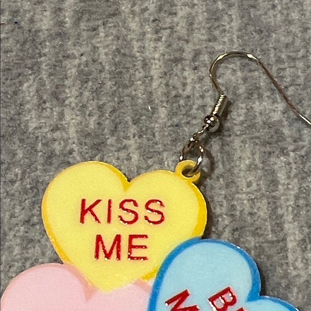 Earrings Valentine’s Day‎ conversation triple heart dangle light colorful new - Picture 2 of 5